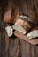 Homemade hearth bread on a wooden table.