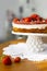 Homemade holiday strawberry  cake with cottage cheese cream