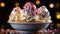 Homemade ice cream sundae, a sweet celebration of indulgence generated by AI