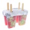 Homemade ice popsicle in tray with kiwi and strawberry filling isolated on white background, concept healthy eating
