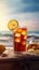 Homemade Iced tea with lemon slices, summer drinks. Generative AI