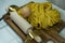 Homemade Italian ribbon pasta still life