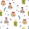 Homemade jars seamless pattern. Preserved vegetables, pickled cucumbers, mushrooms and peppers. Food print. Great for fabric,