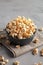 Homemade Kettle Corn Popcorn with Salt in a Bowl, side view