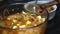 Homemade Korean food Kimchi Soondubu Jjigae soft tofu stew close up shot