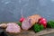 Homemade kraft sausage salami, sliced on a wooden board