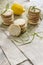 Homemade lemon sugar cookies on linen tablecloth