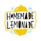 Homemade Lemonade. Hand drawn  lettering. Motivation quote