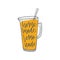 Homemade Lemonade inscription or phrase handwritten with elegant cursive calligraphic font on jug or pitcher. Fresh