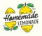 Homemade Lemonade Poster with Doodle Yellow Lemons and Typography. Creative Logotype for Advertising Banner