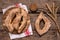 Homemade lepinja bread on wooden background