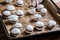 Homemade macaroons on baking tray