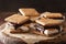 Homemade marshmallow s`mores with chocolate on crackers