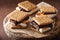 Homemade marshmallow s`mores with chocolate on crackers