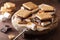 Homemade marshmallow s`mores with chocolate on crackers