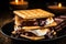 Homemade marshmallow s\\\'mores with chocolate on crackers
