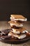 Homemade marshmallow s`mores with chocolate on crackers