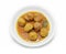 Homemade Meatballs in curry sauce on white background