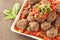 Homemade Meatballs in Red Tomato Sauce