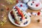 Homemade meringue roll with fresh berries - strawberries and blueberries