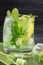 Homemade mojito in a glass on with mint candy