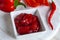 Homemade Mostarda mediterranea Red paprika marmalade with hot pepper - traditional italian sauce, snack, jam
