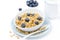 Homemade muesli, blueberries and milk, horizontal