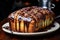 Homemade nutella swirl pound cake on white plate photorealistic homemade food image