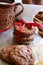 Homemade oatmeal cookies on a metal tray