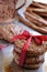 Homemade oatmeal cookies on a metal tray