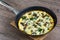 Homemade omlette with cheese,  mushrooms and spinach