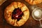 Homemade open pies or galette with apples and berry mix