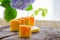 Homemade orange and dandelion herbal soap