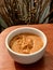 Homemade Organic Creamy Peanut Butter in Bowl Ready to Eat