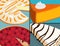 Homemade organic pie dessert cards vector illustration fresh golden rustic gourmet bakery.