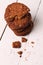 Homemade outmeal brown cookies on a table