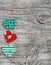 Homemade paper hearts garland.Valentine\'s day wooden texture, background.