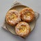 Homemade Paris Brest on a Plate, top view. Flat lay, overhead, from above