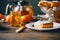 Homemade pastries on beautifully served table decorated in rustic style