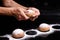 Homemade pastries. White buns are separated by hand. Photo of baking.