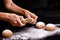 Homemade pastries. White buns are separated by hand. Photo of baking.