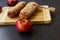 Homemade pastry strudel with apple and walnuts