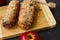 Homemade pastry strudel with apple and walnuts