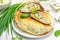 Homemade patty pies with cottage cheese and greens. High protein food, gluten free bakery