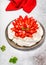 Homemade Pavlova cake with mascarpone cream and fresh strawberries.