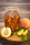 Homemade peach jam in the jar