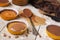 Homemade peanut butter cups on a rustic table