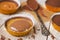 Homemade peanut butter cups on a rustic table