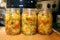 Homemade Pineapple Pepper Salsa Freshly Canned in Kitchen