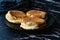 Homemade Plain Fluffy Souffle Pancake in Black Plate Ready to Eat